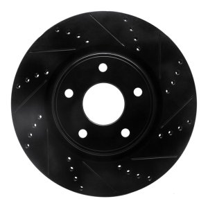 Chrysler Voyager Brake Rotor (1) - Front Right - R1 Concepts - Drilled & Slotted - Black - `12-`25